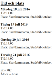 Sommarläsning 2016 tid&plats