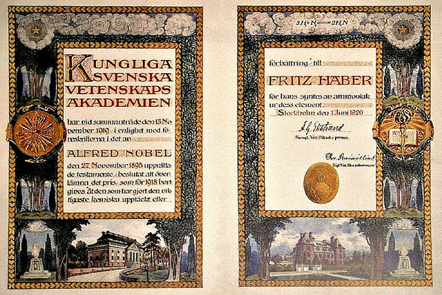 Fritz Habers Nobelprisdiplom i kemi