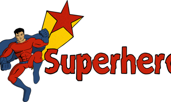 Vem är - En superhjälte och stjärna bredvid texten superheros (dekorativ bild)