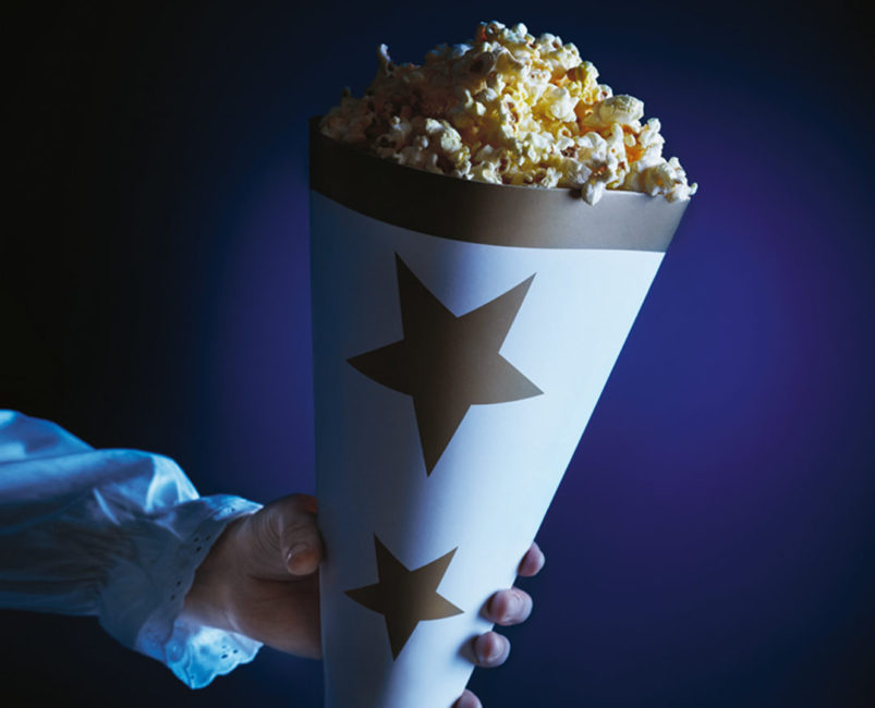 Lussevaka på Filmstaden dekorativ bild av popcorn i en stjärngossestrut)