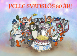 Pelle Svanslös fyller år | Parksnäckan (3 år+) (dekorativ bild av Pelle Svanslös och hans vänner samlade kring en tårta full av födelsedagsljus)